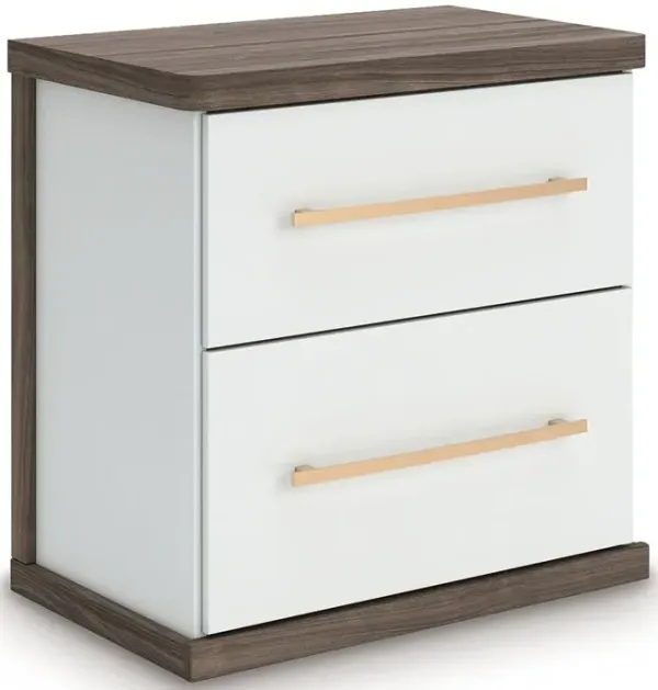 Kendanport - Brown / White - Two Drawer Night Stand