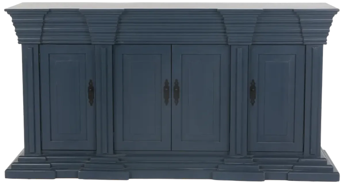 4-Door Sideboard with Layered Pedestal Design