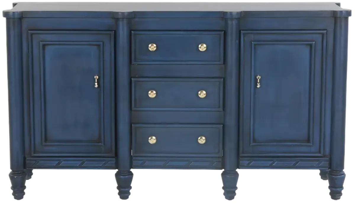 Navy Blue Sideboard with 3 Drawers and 2 Cabinets