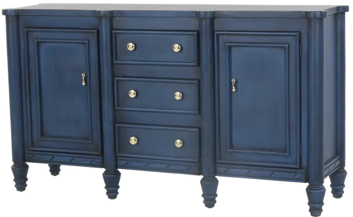 Navy Blue Sideboard with 3 Drawers and 2 Cabinets