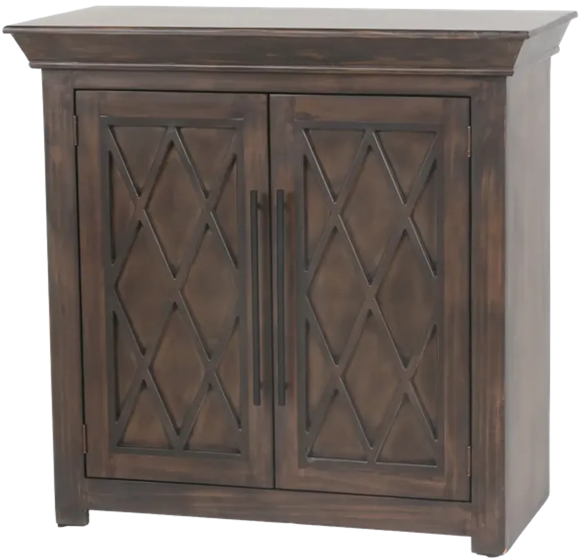 Rustic Brown Diamond Lattice TV Console