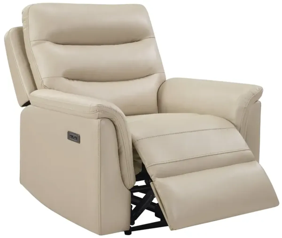 Beige Dual Power Recliner with Power Headrest & Footrest