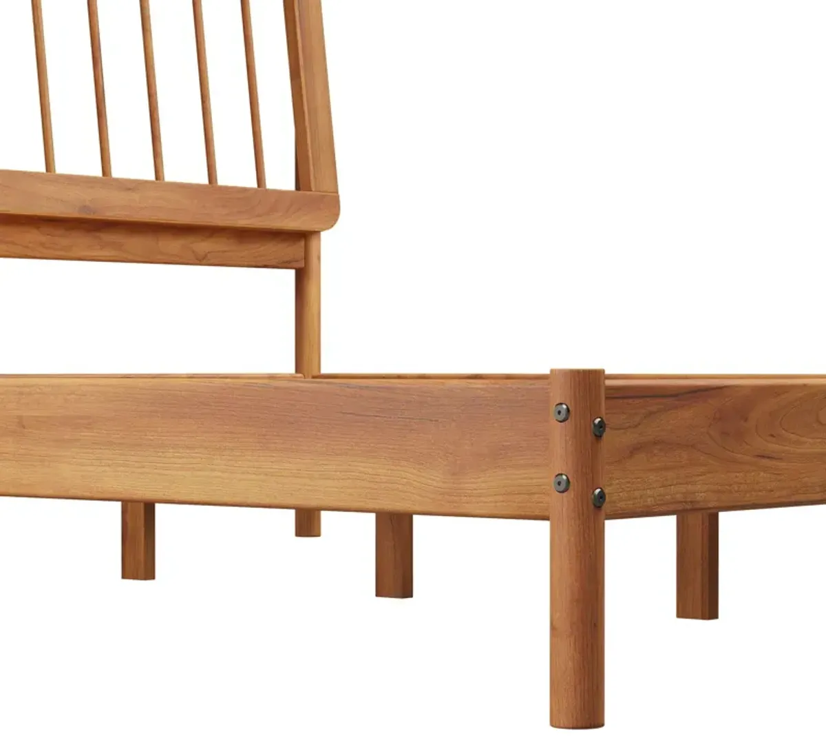 King Spindle Bed Modern - Caramel