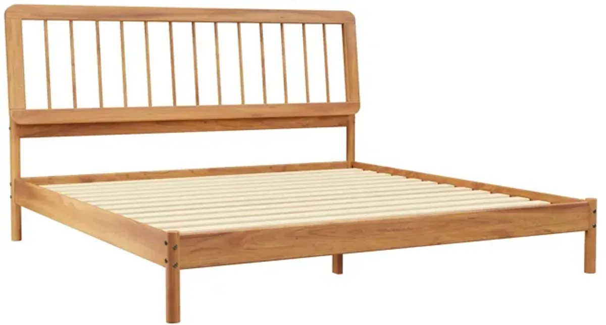 King Spindle Bed Modern - Caramel