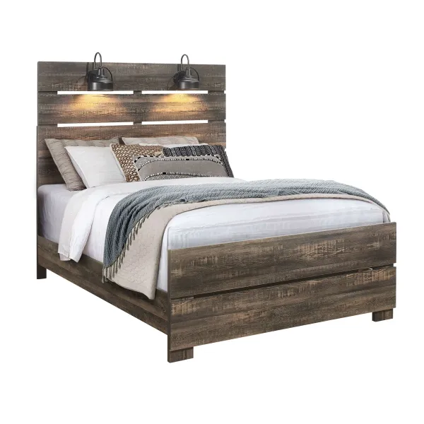 Monica - Bed With Panel Style And Slat Headboard