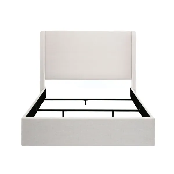 Caron - Upholstered Wingback Bed With High Headboard