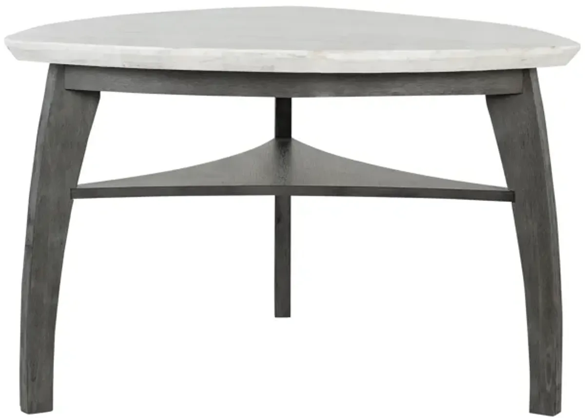 Jasmine - Bar Table With Arched Legs And Marble Top, Triangular Shape - Gray