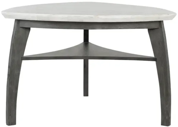 Jasmine - Bar Table With Arched Legs And Marble Top, Triangular Shape - Gray