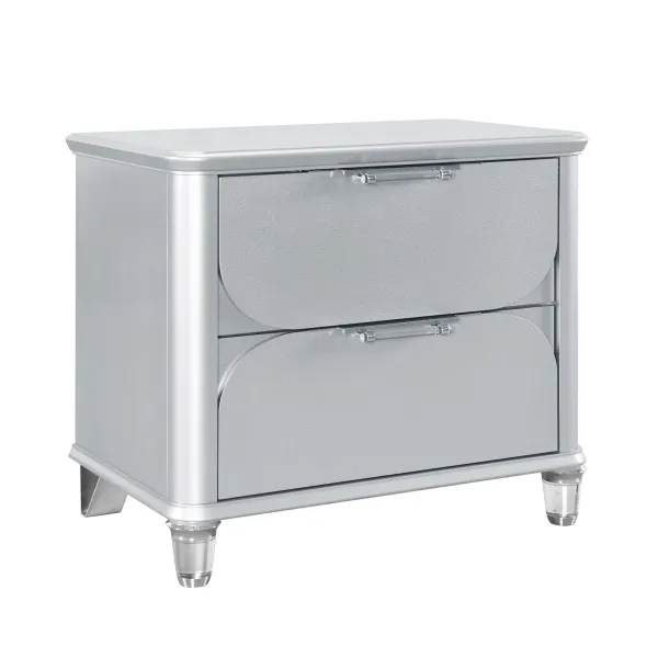 Laura - Nightstand With Sleek Frame And Fronts - Silver