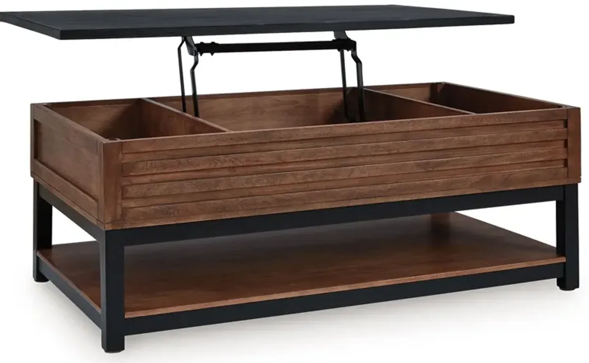Kallari - Lift Top Cocktail Table - Warm Brown / Black