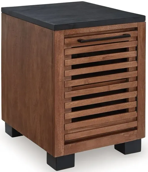 Kallari - Chair Side End Table - Warm Brown / Black