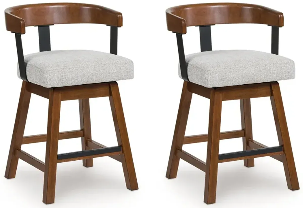 Ralene - Upholstered Swivel Barstool (Set of 2) - Medium Brown