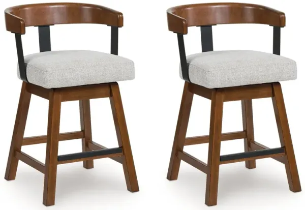 Ralene - Upholstered Swivel Barstool (Set of 2) - Medium Brown