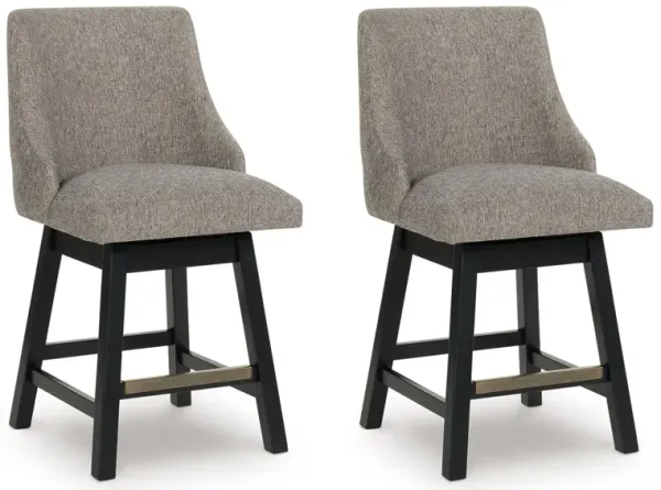 Neymorton - Upholstered Swivel Barstool (Set of 2) - Dark Grayish Brown