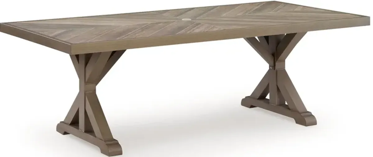 Laguna Heights - Rectangular Dining Table With Umbrella Option - Beige