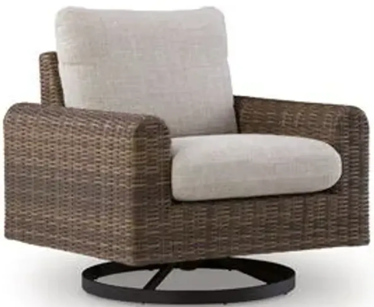 Dolan Creek - Swivel Lounge With Cushion - Gray / Brown