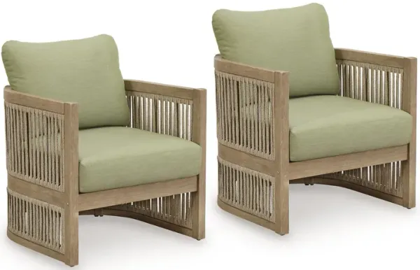 Serena Shores - Lounge Chair With Cushion (Set of 2) - Beige / Green