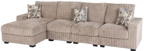 Yopin Dark Beige 3-Piece Sectional Sofa with Chaise and Pillows