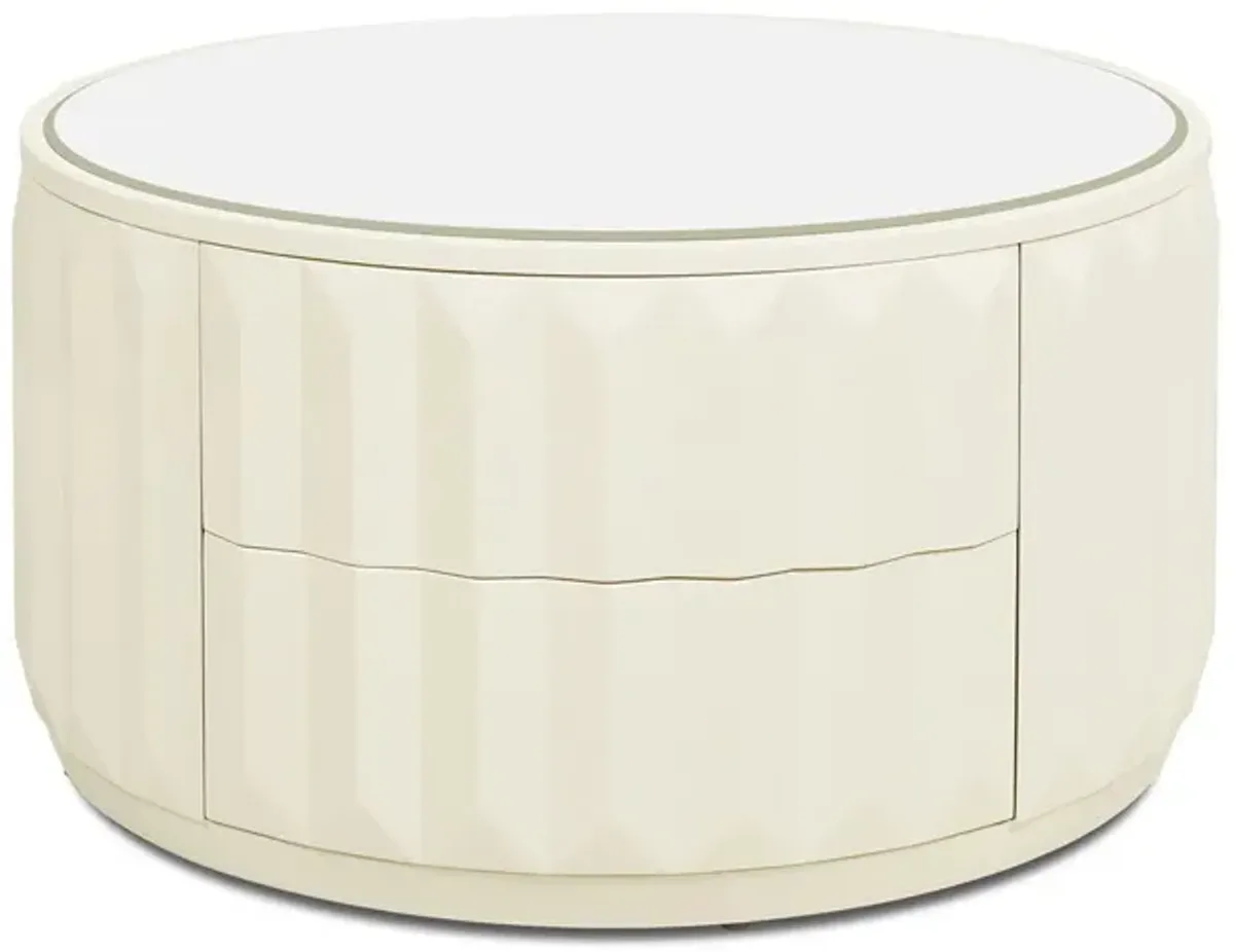 Facino - Round Storage Coffee Table - White Birch