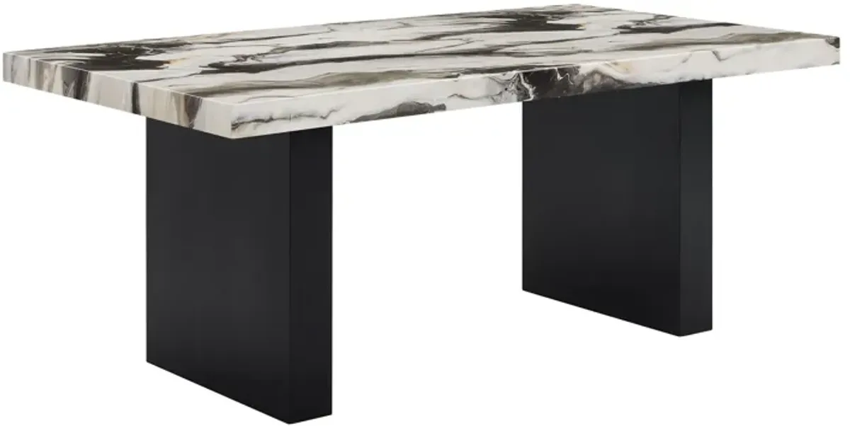 Vega - Faux Marble Dining Table - White / Black