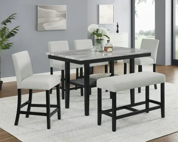 Marbel - Faux Marble Counter Height Set