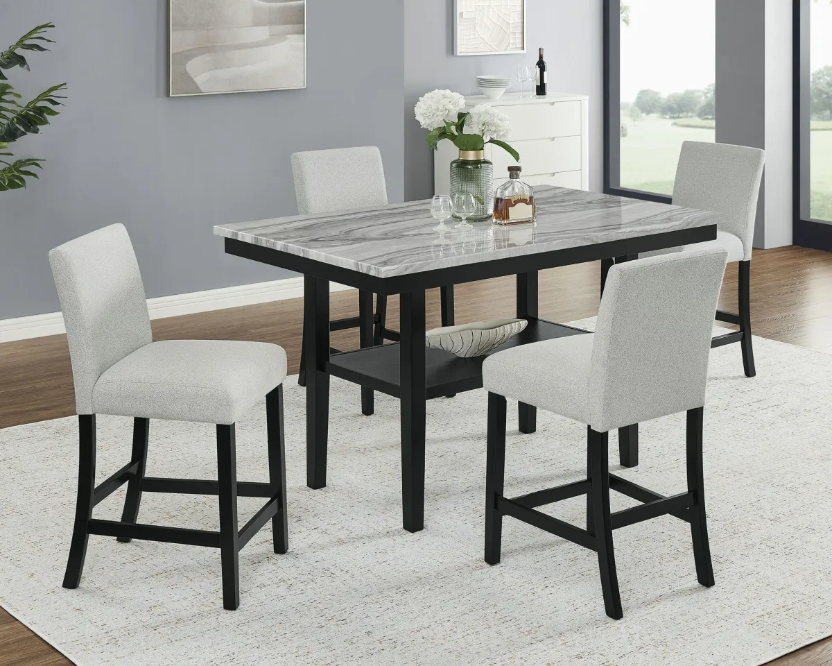 Marbel - Faux Marble Counter Height Set
