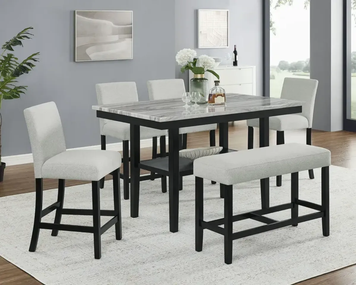 Marbel - Faux Marble Counter Height Set