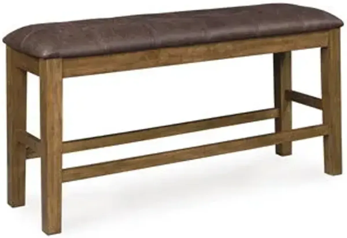 Urbinforte - Double Counter Height Upholstered Bench - Light Brown