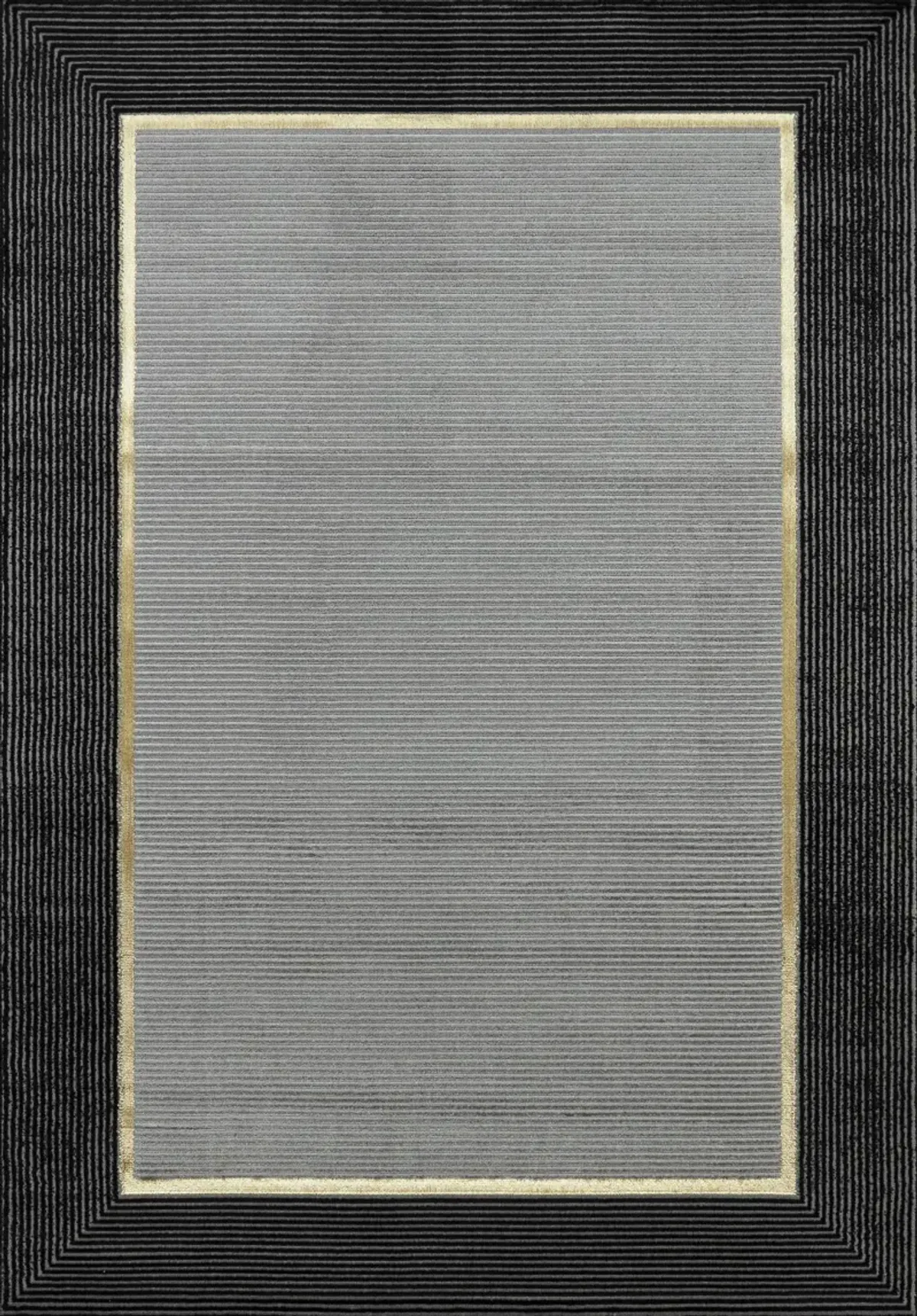 .Ashen Gray Rug with Black & Gold Border – 6' 6" x 9' 0"