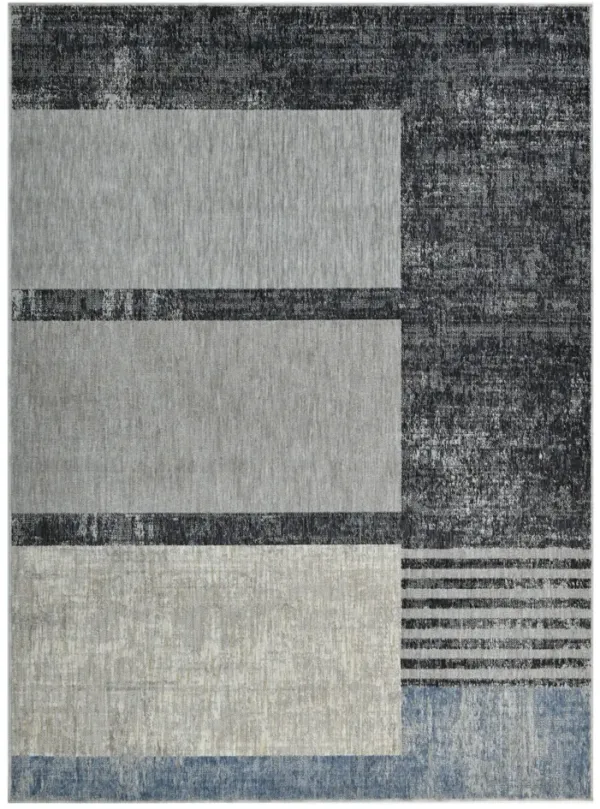 .Maison Modern Geometric Area Rug – Gray & Blue 6'6" x 9'0"