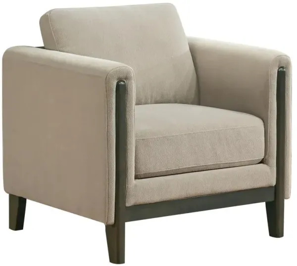 Islington - Fabric Upholstered Panel Arm Accent Chair - Taupe