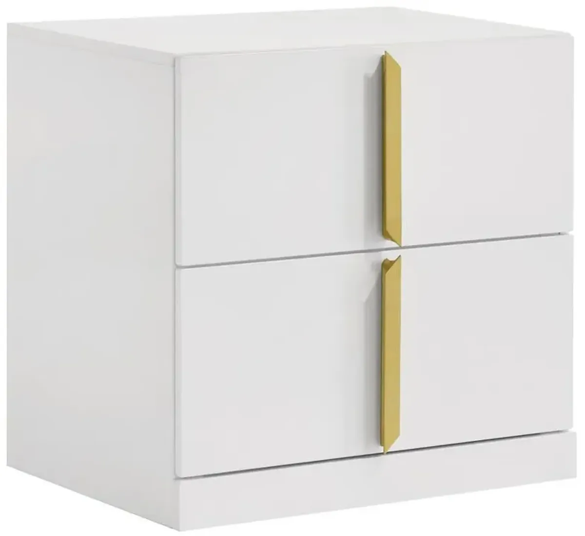 Ines - 2-Drawer Nightstand Bedside Table - White High Gloss