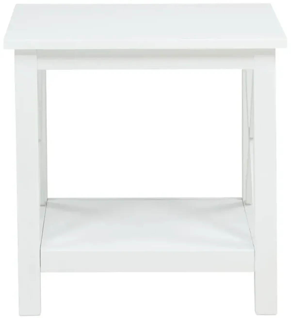 Skyview - Square Pine Wood Side End Table With Shelf - White