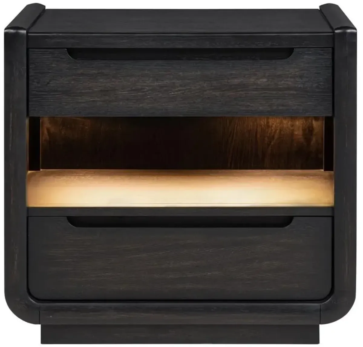 Leandro - 2-Drawer LED Nightstand With USB - Burnished Black