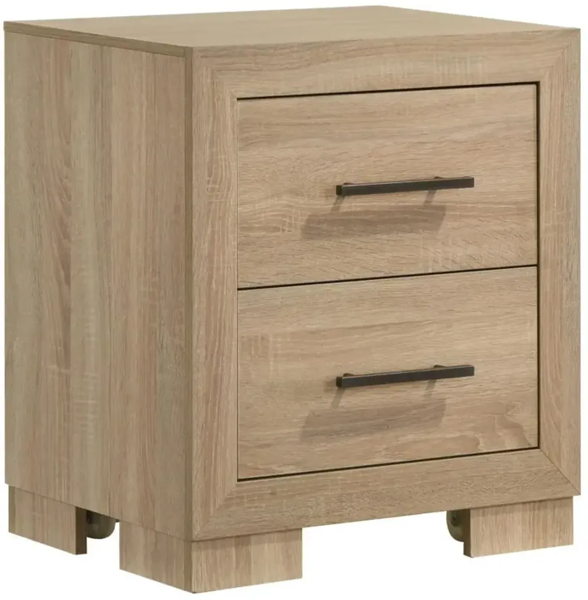 Arielle - 2-Drawer Bedroom Nightstand With Casters - Light Oak
