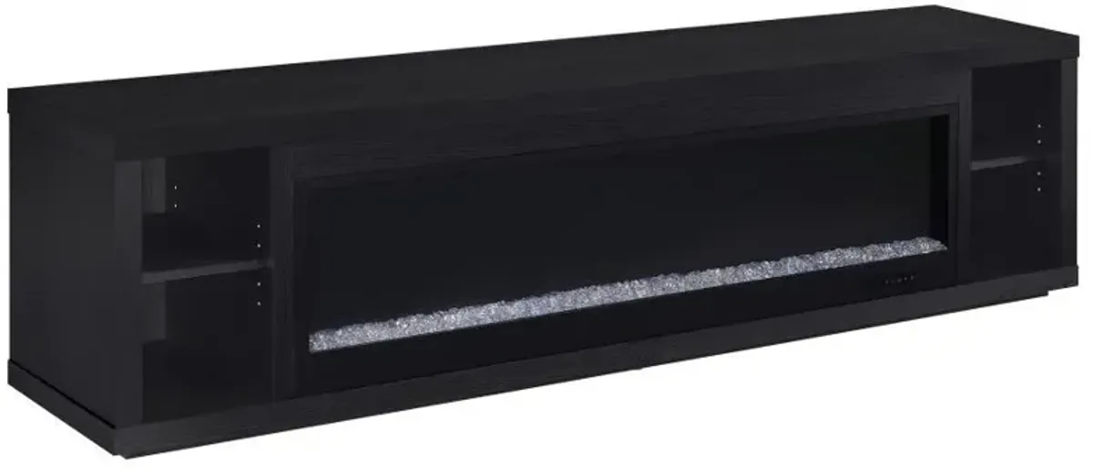 Deiter - 79" TV Stand Fireplace Media Console - Black