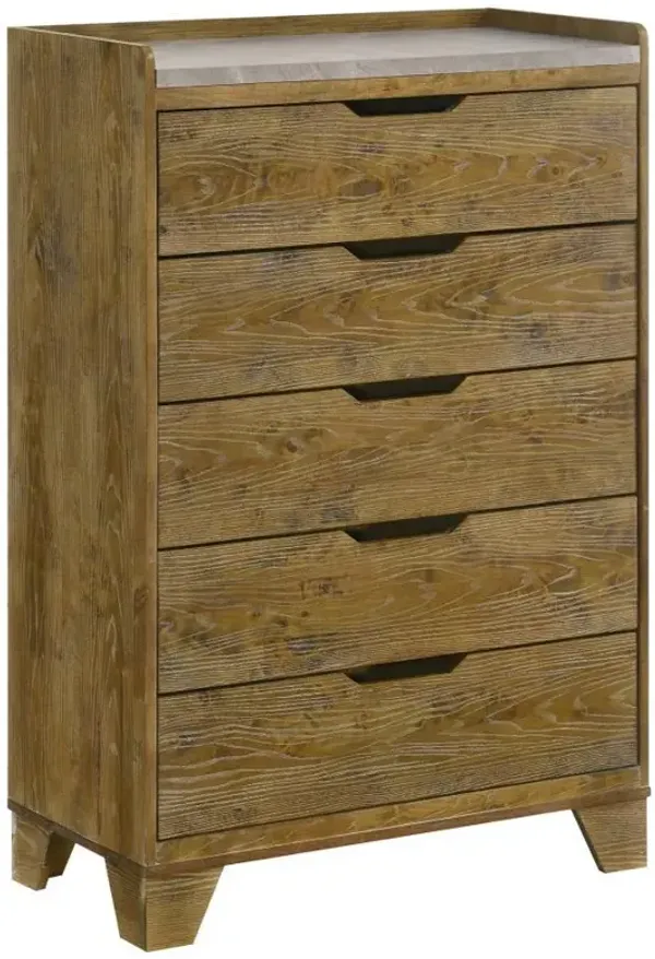 Henderson - 5-Drawer Bedroom Chest Of Drawers - Medium Oak