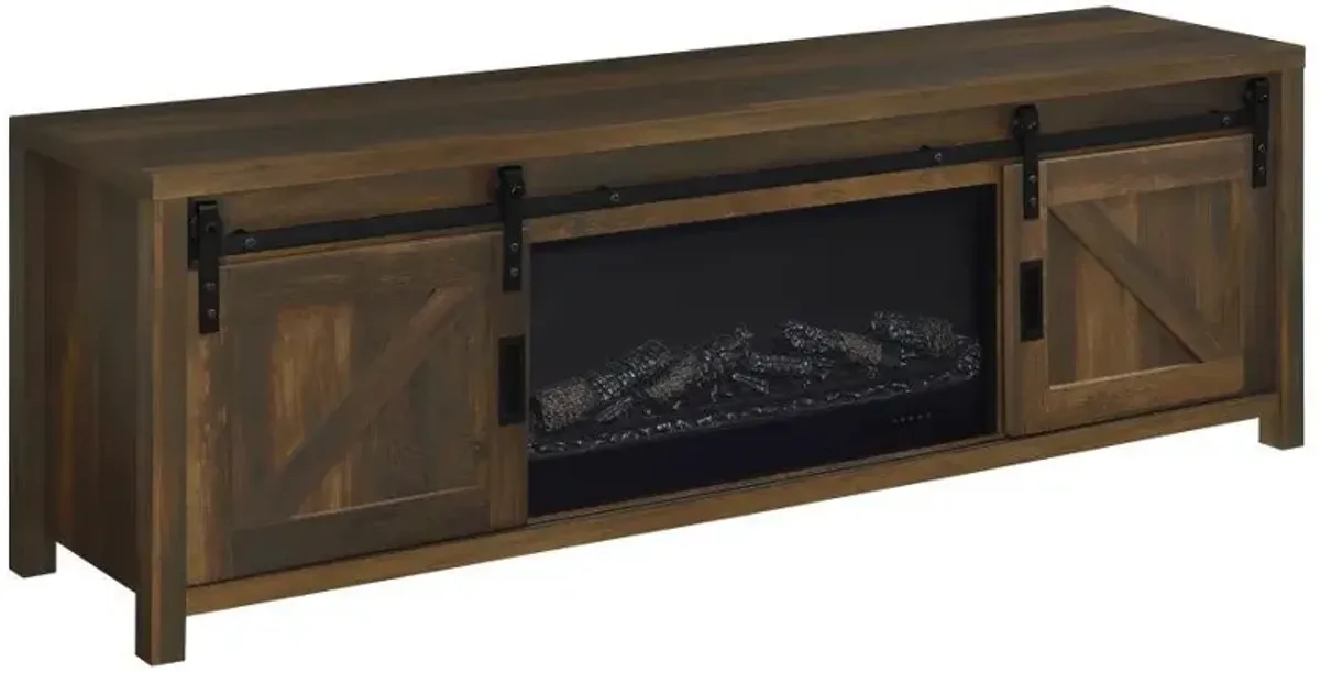 Enfield - 71" TV Stand Fireplace Media Console - Dark Pine