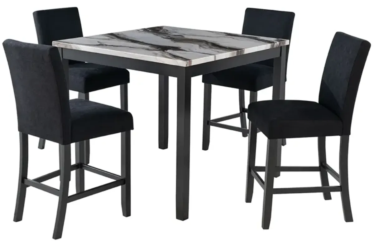 Leoncia - Bar Table And 4 Bar Stools - Espresso / White