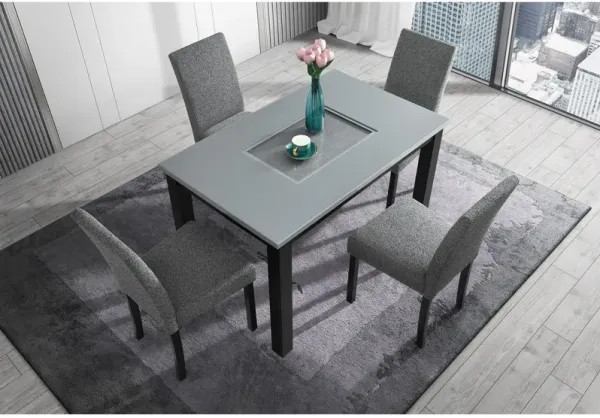 Dining Table Set With 4 Chairs, 5 Piece Set - Gray