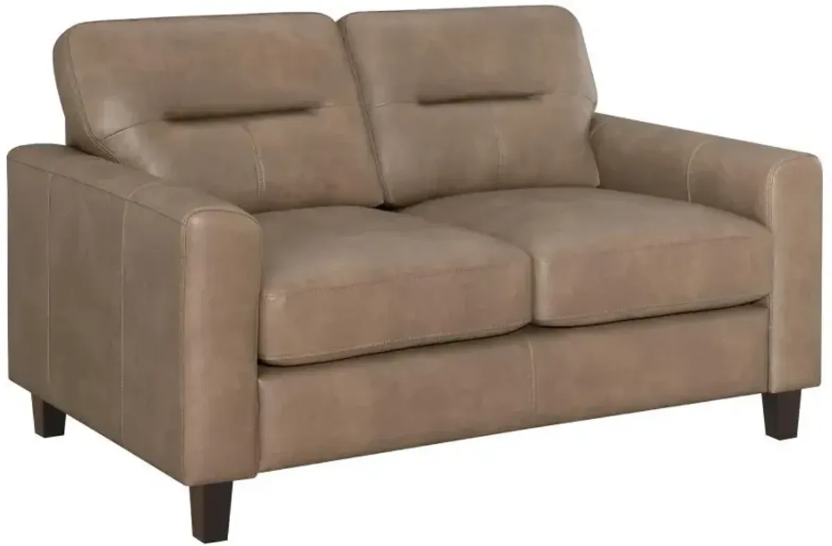 Scotland - Faux Leather Upholstered Track Arm Loveseat