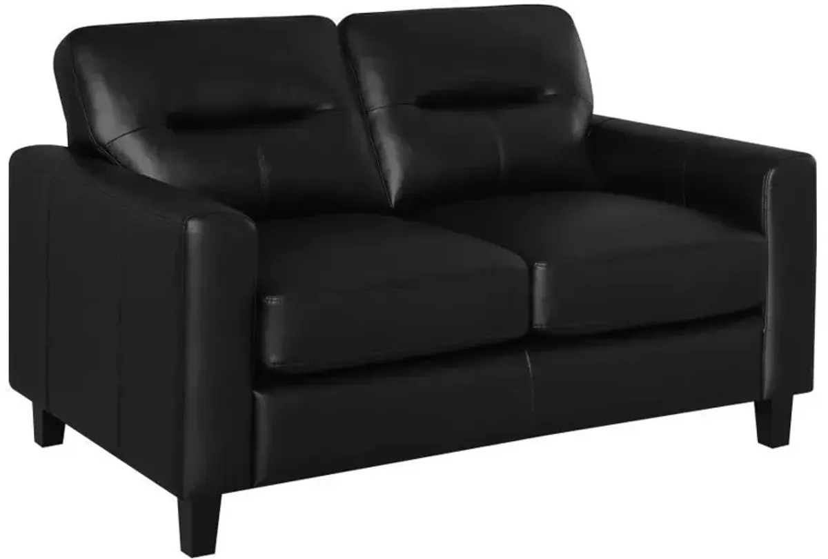 Scotland - Faux Leather Upholstered Track Arm Loveseat