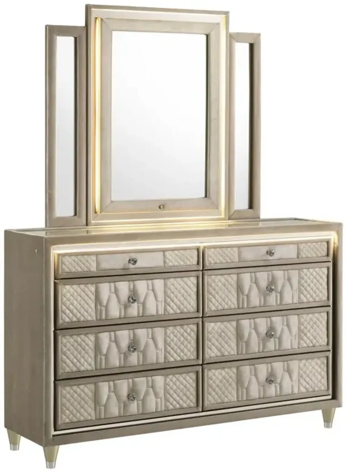 Lorient - 8-Drawer LED Bedroom Dresser Cabinet