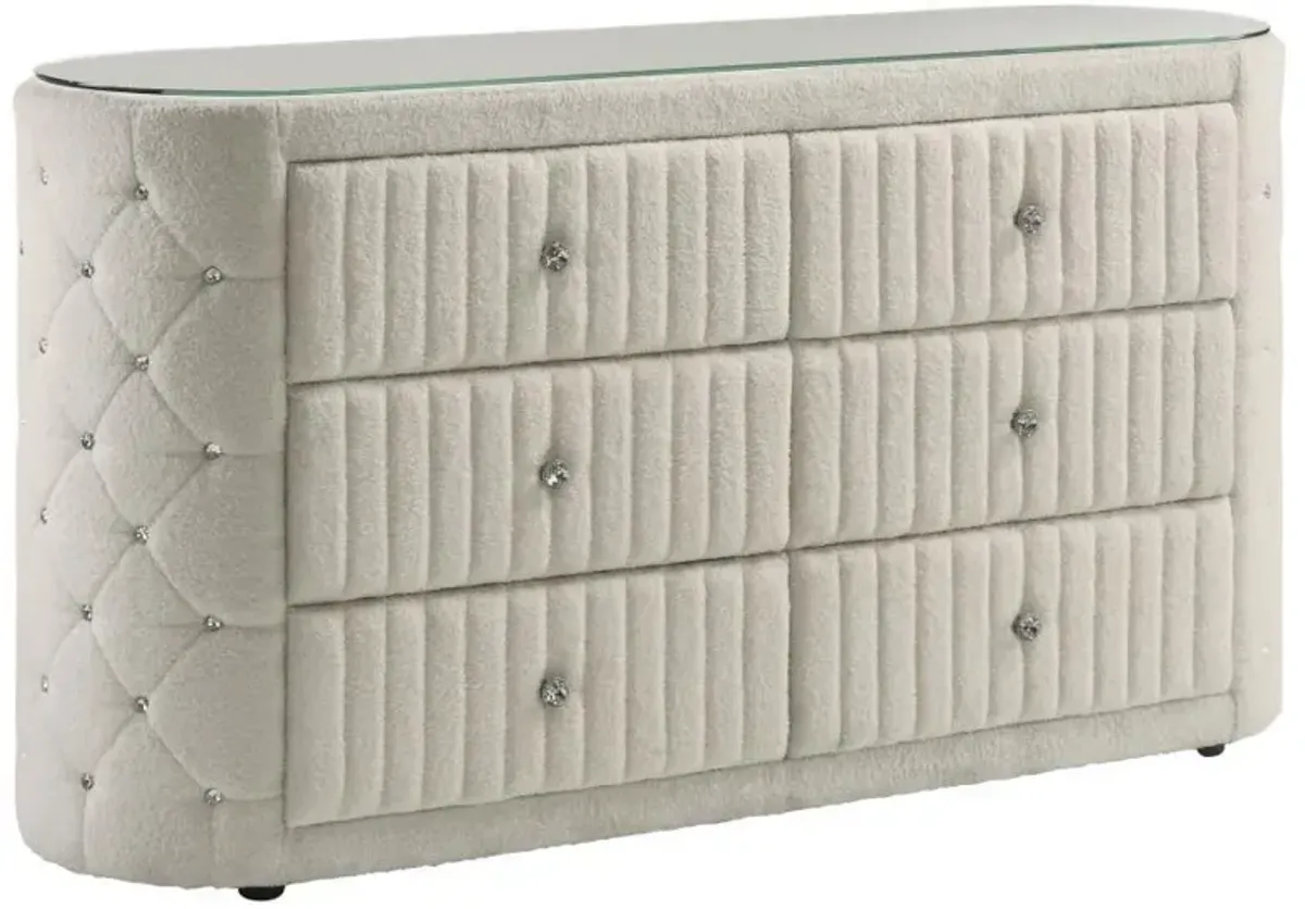 Sonya - 6-Drawer Upholstered Bedroom Dresser