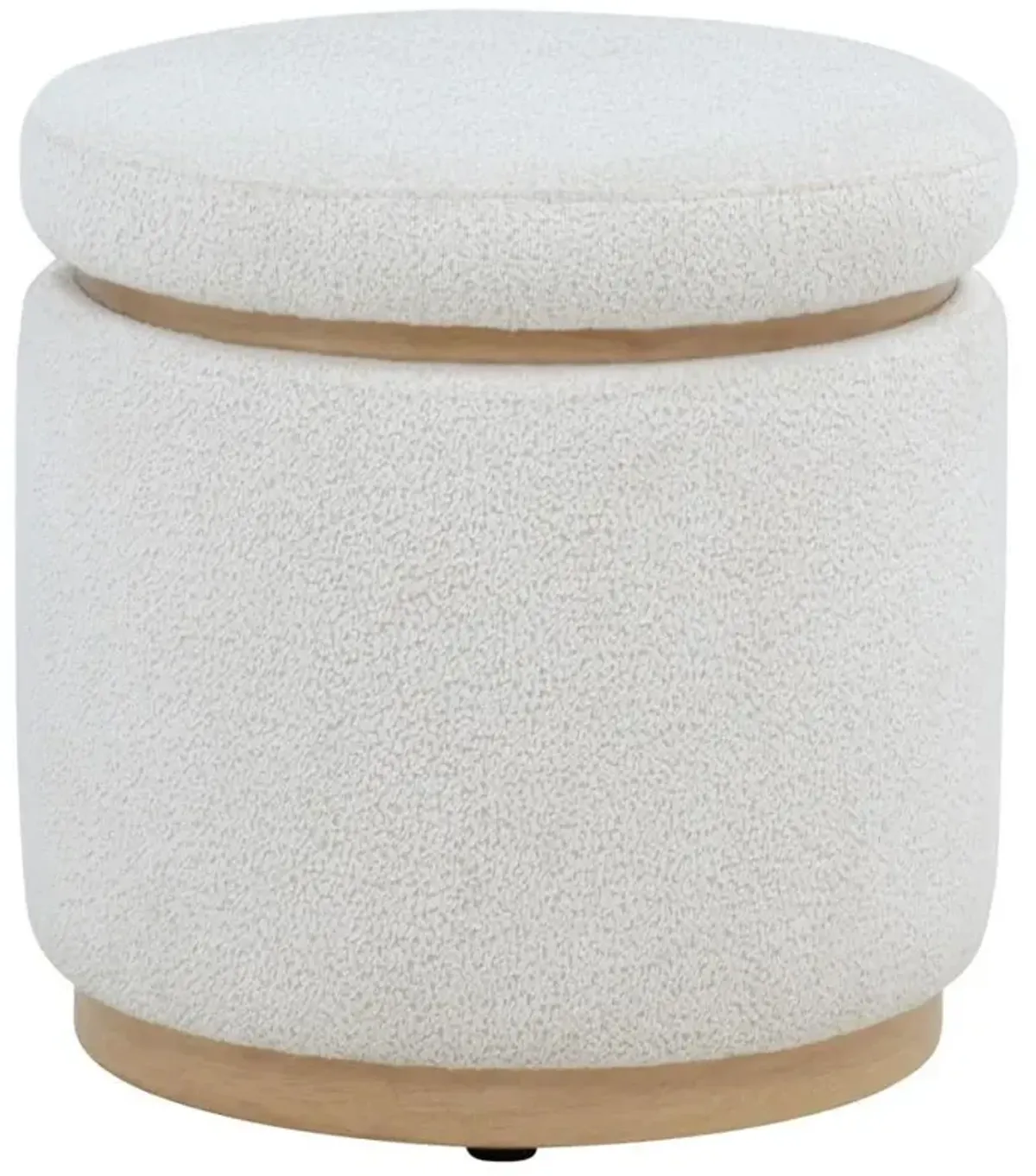 Remuda - Boucle Upholstered Round Storage Ottoman - Ivory