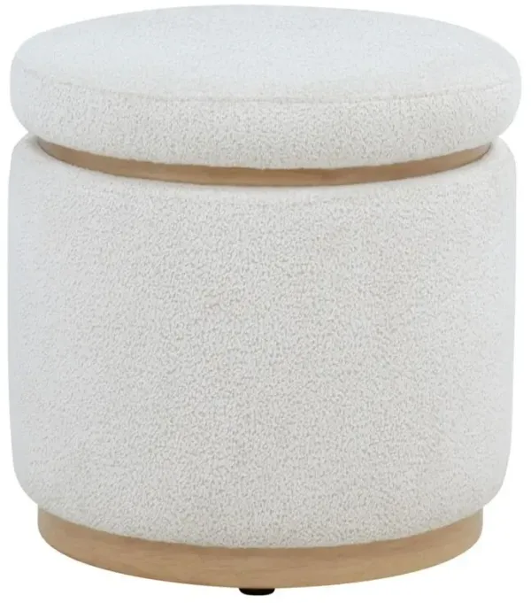 Remuda - Boucle Upholstered Round Storage Ottoman - Ivory