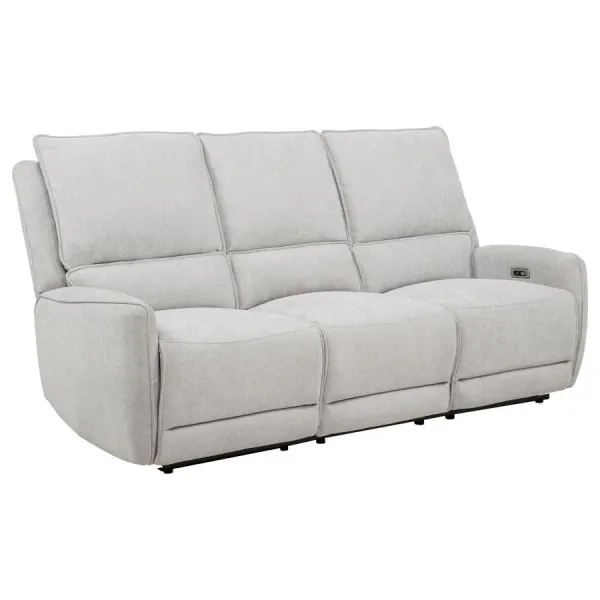 Sylmar - Chenille Upholstered Power Reclining Sofa - Dove Gray