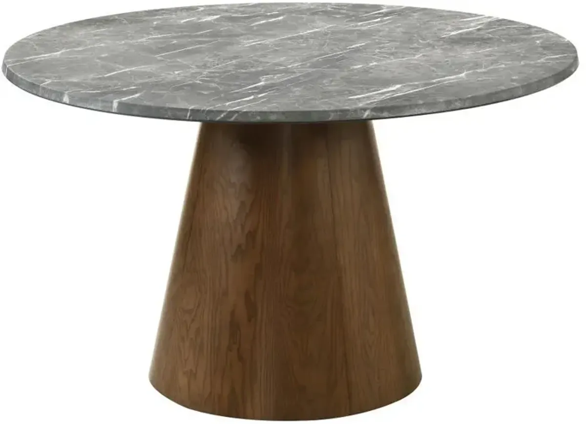 Franklin - 59" Round Dining Table - Gray And Dark Oak
