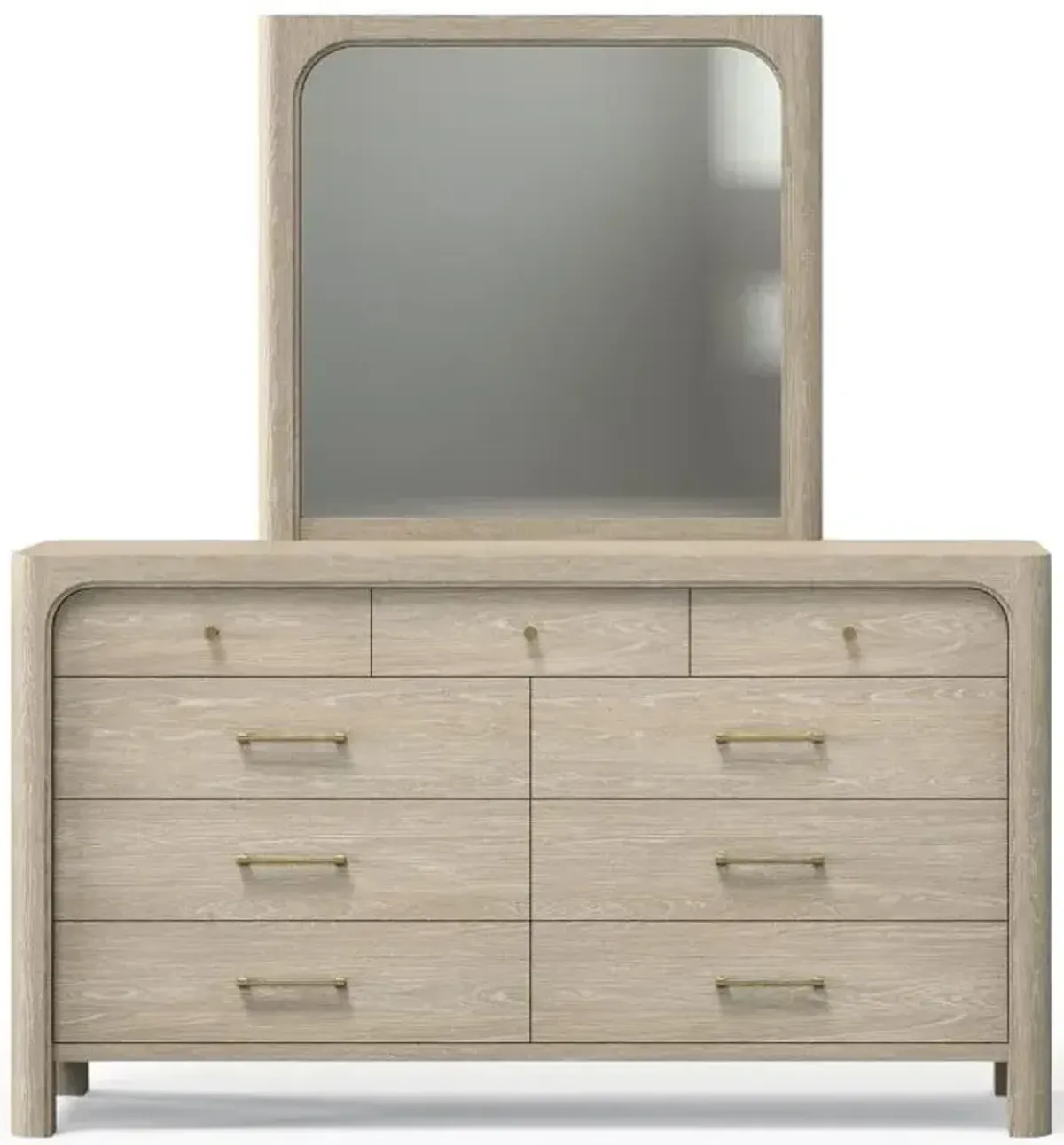 Solano - 9-Drawer Bedroom Dresser With Mirror - Weathered Mango