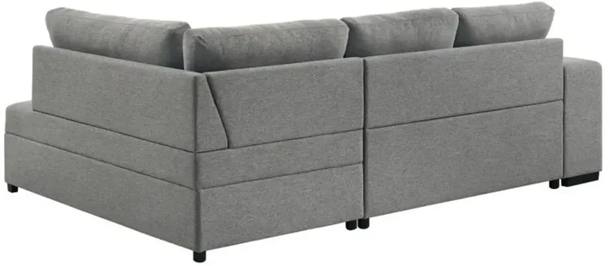 Roanne - Fabric Upholstered Sleeper Sectional Sofa - Gray